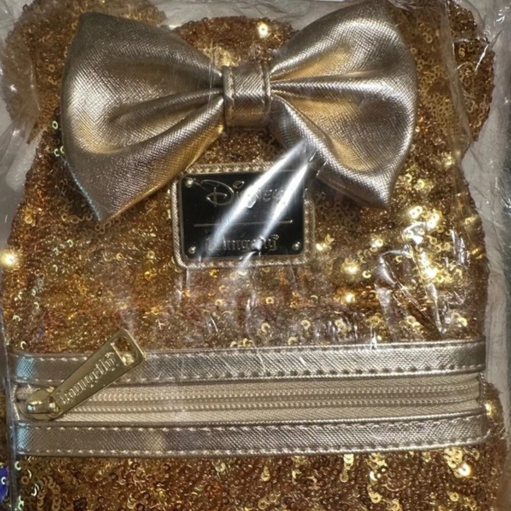 Loungefly x Disney Yellow Gold Sequin Minnie Mini Backpack